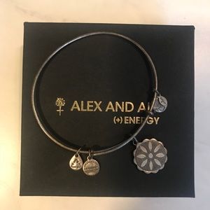 Alex and Ani silver flower bangle